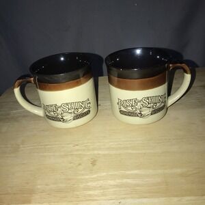 Vintage 1986 Hardees Coffee Cup Mug Rise And Shine Homemade Biscuits Set Of 2